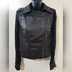 Guess Moto Jacket Faux Leather Mixed Media XS